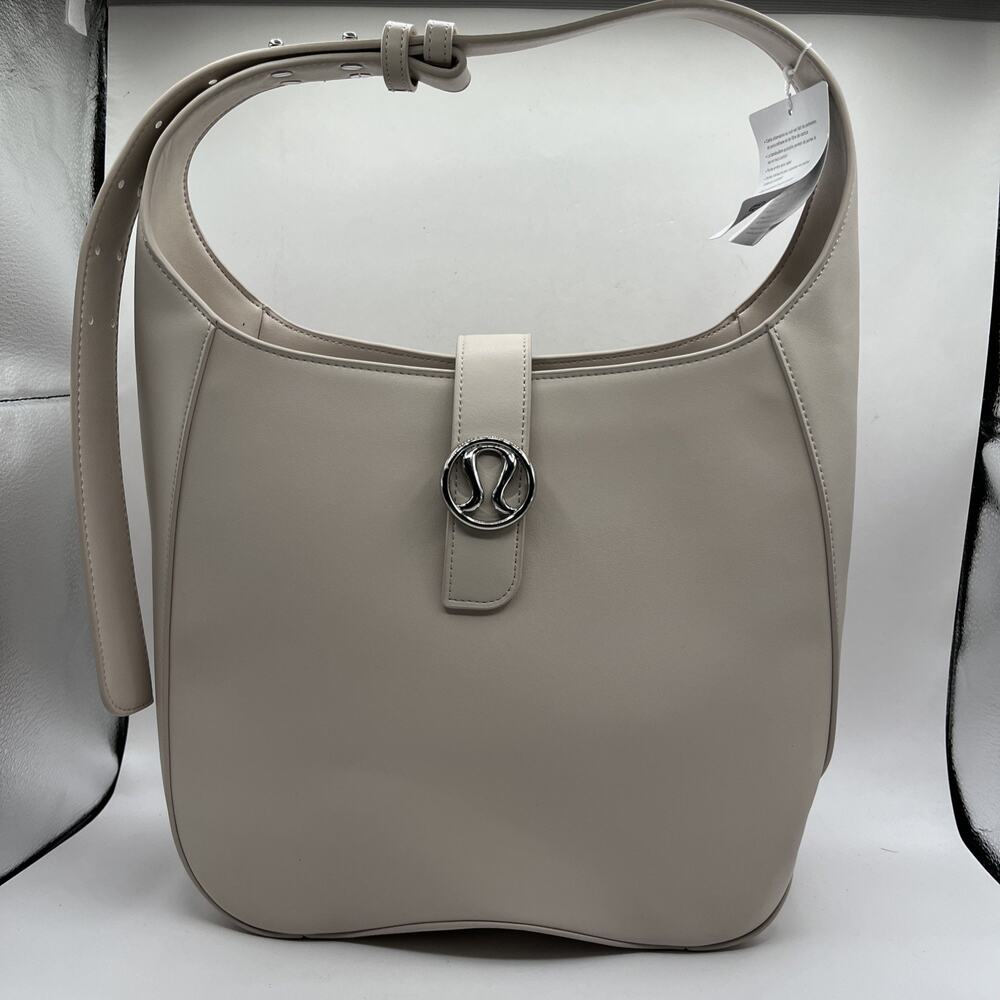 Lululemon Leather Altern Shoulder Bag Beige Silver Hardware NWT IMPERFECTIONS